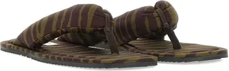 The Attico Indie teenslippers met zebraprint - Groen