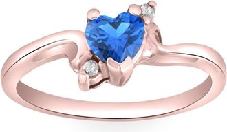 Pompeii3 1/3Ct Heart Shaped Blue Sapphire & Diamond Ring in White, Yellow, or Rose Gold