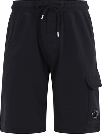 C.P. Company Light Fleece Cargo Lens Sweatshorts - Heren - Korte Broeken - Blauw - S - Katoen - Korte Broeken