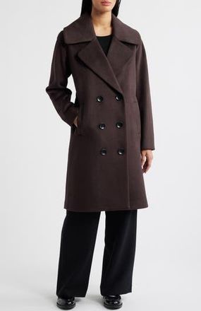 Bernardo Double Breasted Knit Coat in Seal Brown at Nordstrom Rack, Size Xx-Large