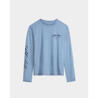 Salt Life Escape to Paradise Performance Long Sleeve Tee in Glacial Blue Heather at Nordstrom, Size X-Large