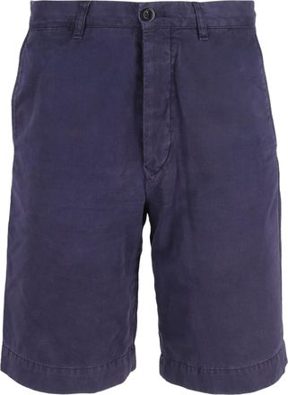 Mr P. Mr. P. Bermudashorts met rechte pijpen van geverfde twillstof in blauw katoen