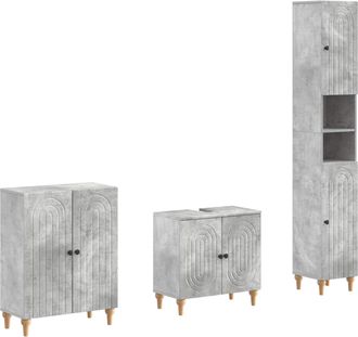 vidaXL Juego De Armarios De Ba&ntilde;o De 3 Piezas Alkmaar Gris Hormig&oacute;n Vidaxl