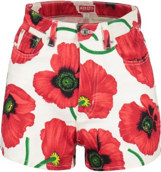 Kenzo Denim cut-off shorts met bloemenprint - Dames - Denim shorts - Veelkleurig - W27 - Denim - Korte Broeken