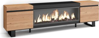 Skraut Home Skraut Home - Mueble Tv, Televisi&oacute;n, Muebles De Sal&oacute;n, Almacenaje, 210, Para Tv Hasta 80, Chimenea El&eacute;ctrica Xxl, Dise&ntilde;o Industrial, Estilo Moderno, R