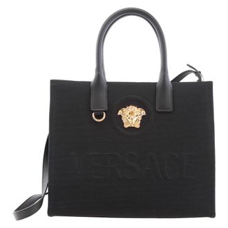 Versace La Medusa Canvas Small Tote Bag