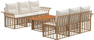 vidaXL Conjunto De Sof&aacute;s De Jard&iacute;n 7 Uds. Natural Y Crema Vidaxl
