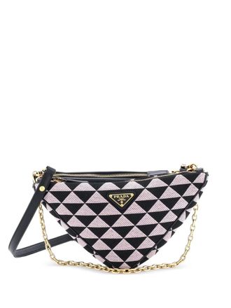 Prada Double Symbole Triangle Bag Leather and Jacquard Mini shoulder bag - Nero