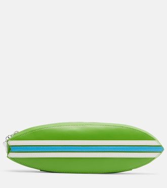 Staud Surfboard striped leather clutch