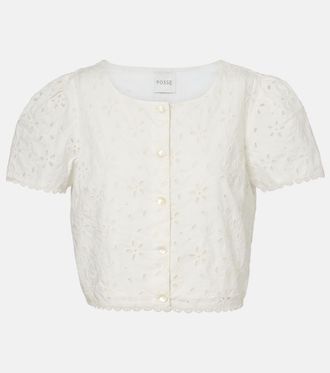 Poss&eacute; Salma embroidered cotton top