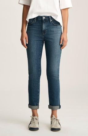 Mavi Kathleen Mid Waist Slim Boyfriend Jeans in Dark Brushed Flex Bl at Nordstrom, Size 28 30
