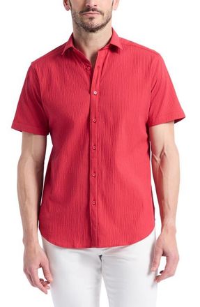 Robert Graham Thresher Textured Short Sleeve Button-Up Shirt at Nordstrom, Size Xxx-Large