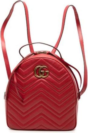 Gucci Pre-owned Backpacks, female, Red, Size: ONE SIZE Pre-owned Leather backpacks