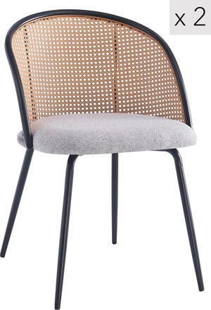 Nordlys Set 2 sillas en acero y rat&aacute;n gris