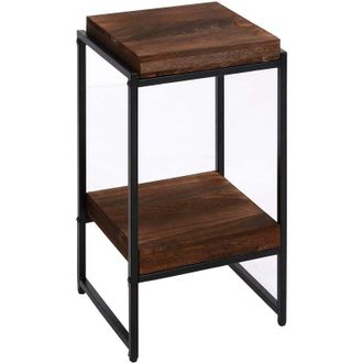 Hhg Nunca Usado] Mesa Flor Hhg 840, Mesa Auxiliar Estante Flor Estante Para Plantas, Mdf Metal Certificado Mvg, Marr&oacute;n Oscuro, 61cm