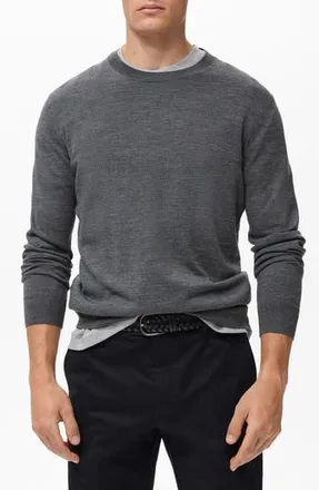 Mango Crewneck Wool Sweater in Medium Heather Grey at Nordstrom Rack, Size Small