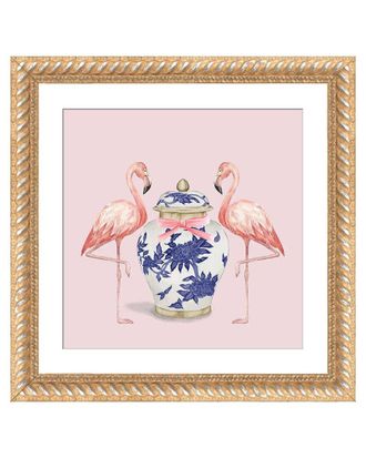 iCanvas Chinoiserie Flamingos On Pink With Ginger Jar By Green Orchid Boutique Wall Art