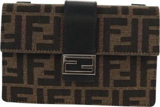Fendi Baguette Convertible Belt Bag Zucca Canvas Black Canvas Bag (Pre-Owned)
