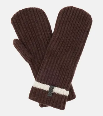Brunello Cucinelli Monili ribbed-knit cashmere mittens