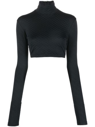 AMBUSH funnel-neck long-sleeve top - women - Polyamide/Spandex/Elastane - M - Black