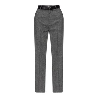 Maison Margiela Broek met riem - Dames - Slim Fit Broeken - Grijs - 2XS - Wol - Broeken