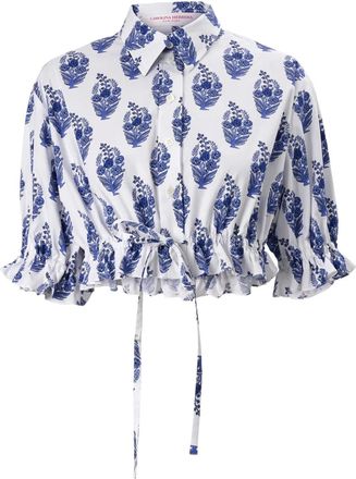 Carolina Herrera Camicia crop a fiori - Bianco