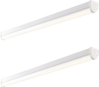 Loops 2 PACK 6ft High Lumen Batten Light - 68.5W Cool White LED - Gloss White & Opal