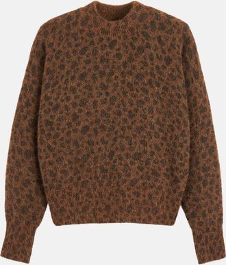 La Redoute Collections Trui met opstaande kraag en luipaardprint, gemaakt van een mix van alpaca en wol