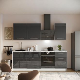 Vicco Mueble De Cocina Fame-line, Antracita Alto Brillo/blanco, 230 Cm, Et Antracita, Vicco