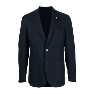 Luigi Bianchi Mantova Navy Blue Cotton Tailored Trousers - male - Luigi Bianchi Mantova - Blazers - Blue - 2XL - Jackets