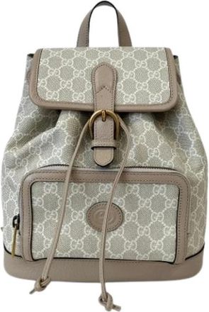 Gucci Pre-owned GG Supreme Interlocking G Rugzak - Dames - Vintage Rugzakken - Beige - ONE Size - Vintage