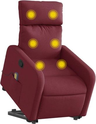vidaXL Vidaxl - Sill&oacute;n Reclinable De Masaje Elevable Tela Rojo Tinto