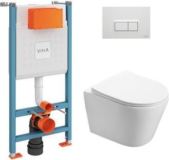 Vitra Pack De Soporte V-fix Core + Inodoro Sin Brida Swiss Aqua Technologies Infinitio + Placa, Blanco Brillo Intenso (v-fixinfinitio- - Vitra