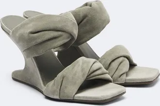Rick Owens Twisted Cantilever suede wedge mules