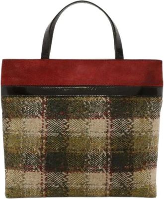 Burberry Pre-owned Tote Bags, female, Multicolor, Size: ONE SIZE Pre-owned Suede Wool Patent Tote Bag