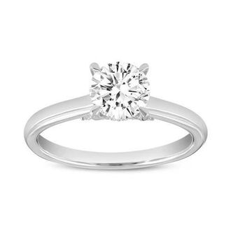 LuvMyJewelry 14K White Gold Round Cut Lab Grown Diamond Hidden Halo Engagement Ring - 1.23 ctw at Nordstrom, Size 7