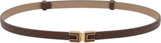 Elisabetta Franchi Slim Leather Belt - unisex - Riemen - Bruin - S - Leer - Accessoires