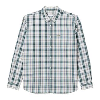 Lacoste Regular Fit Poplin Schots Ruitpatroon Overhemd - Heren - Casual Overhemden - Groen - 4XL - Katoen - Overhemden