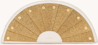 Hammitt Hammitt Shelley Clutch Calla Lily White Raffia Brushed Gold Hammered
