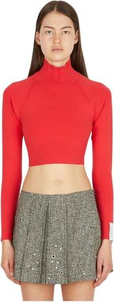 Rokh Back Ribbon Cropped Mask Top - Dames - Coltruien - Rood - S - Polyester - Truien & Vesten