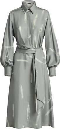 Kiton Zijden Satijnen Jurk - Dames - Casual kleedjes - Grijs - L - Satijn - Kleedjes