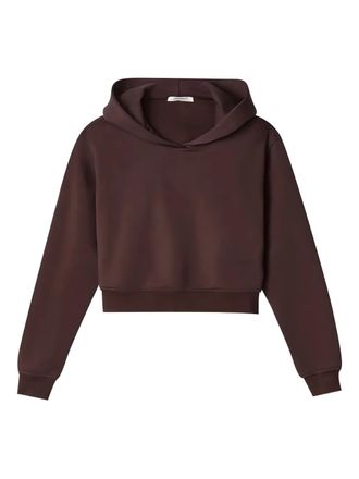 Hinnominate logo-detail cropped hoodie - women - Cotton/Polyester - M - Brown