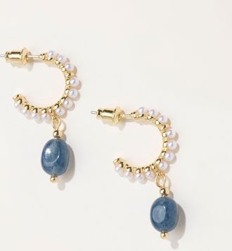 Fat Face FatFace Blue Faux Pearl Stone Earrings