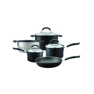 Circulon Total Non Stick Cookware Set with Steamer & Frying Pans - Pack of 5 in Black