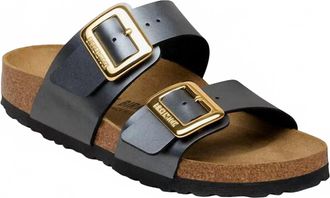 Birkenstock Womens Sydney Luxe Buckle Sandal In Metallic Black