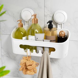 No Brand Cesta Organizadora Para Ducha, Estante De Ba&ntilde;o Con Ventosa, Organizador De Ducha Sin Perforaciones, Soporte Para Champ&uacute; Extra&iacute;ble Y Potente Para El Ba