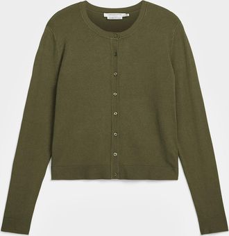 Contemporaine Womens Fine-knit crew-neck Cardigan Sweater