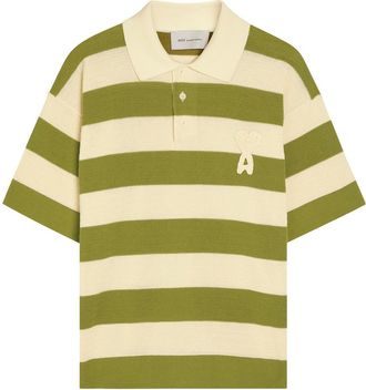Ami Ami Paris Striped Logo-appliqu&eacute;d Cotton Polo Shirt - White - XL