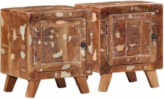 vidaXL Vidaxl - Mesilla De Noche 2 Uds 40x32x46 Cm Madera Maciza Reciclada