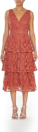 True Decadence Womens V-Neck Sleeveless Midi Wrap Dress in Rust - Size 12 UK